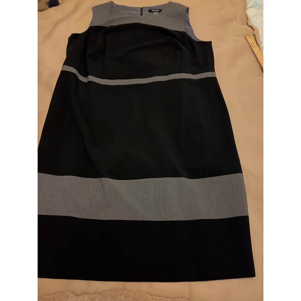 Nine West Womens Colorblock Sheath Dress Black Grey Sleeveless Size 18W